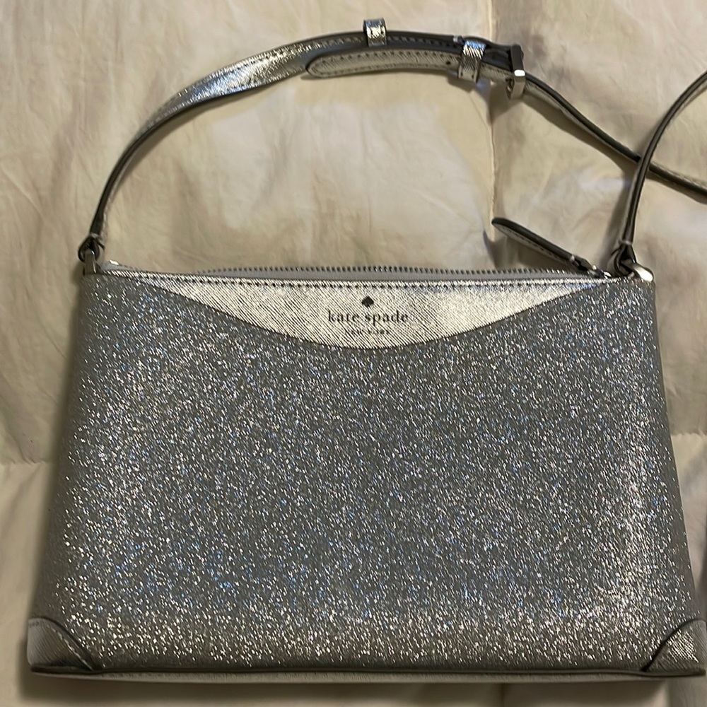 Kate Spade, NWT, silver glitter purse, no dust bag
